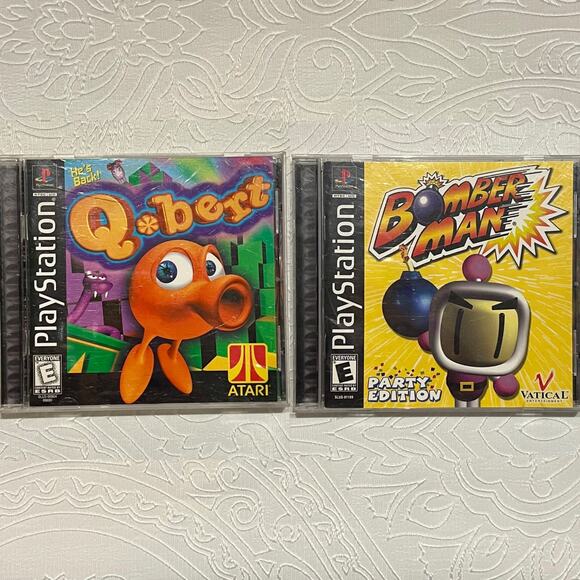 Qbert and Bomberman Party Edition for PS1 Playstation 1 - Picture 1 of 8